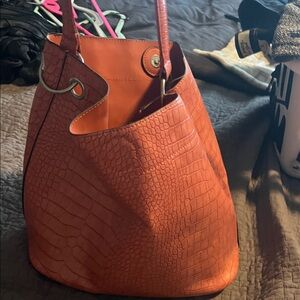 Orange Croc-Embossed Women's Bag